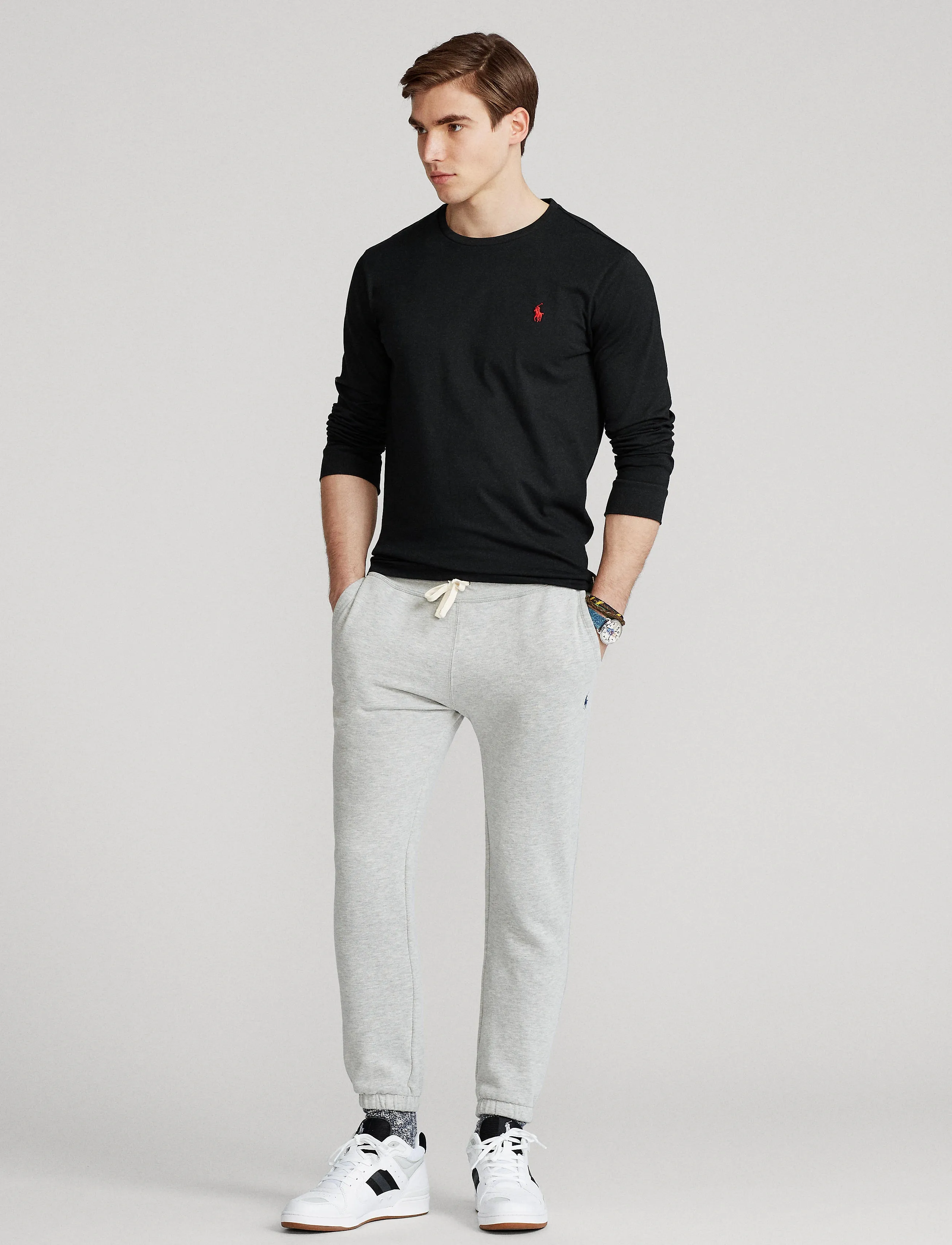 Polo Ralph Lauren Custom Slim Jersey Long-Sleeve T-Shirt, XL, T-shirts, Schwarz - Long-sleeved, Männerswear