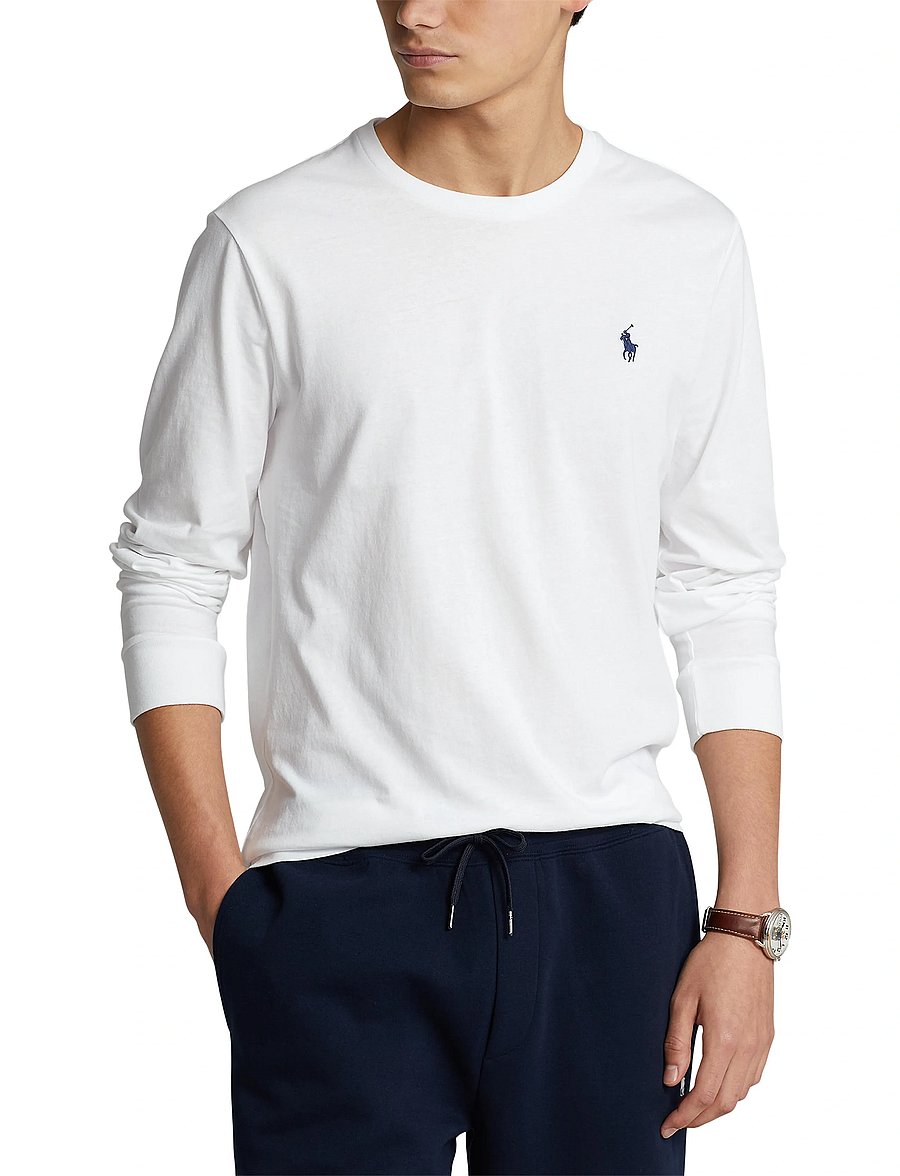 Polo Ralph Lauren - Custom Slim Fit Jersey T-Shirt - långärmade t-shirts - white - 0