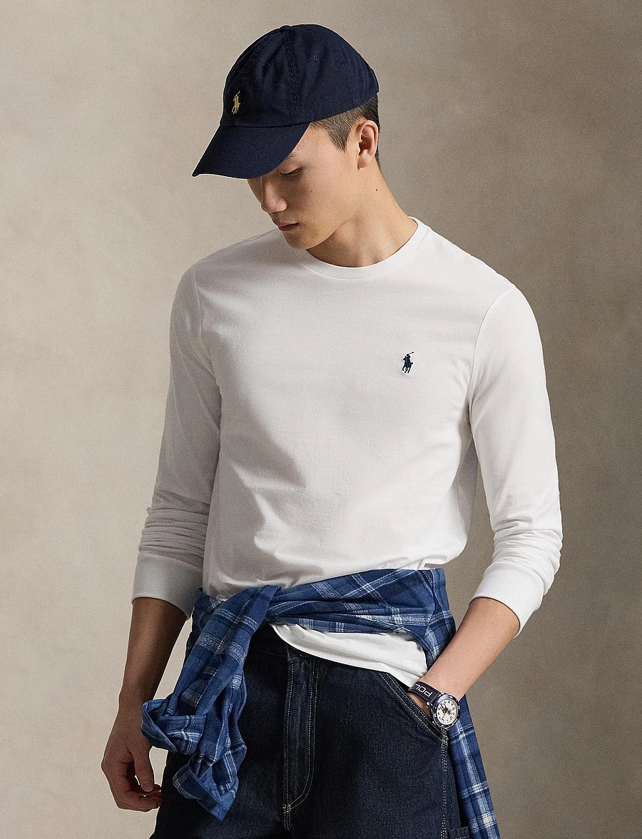 Polo Ralph Lauren - Custom Slim Fit Jersey T-Shirt - långärmade t-shirts - white - 5