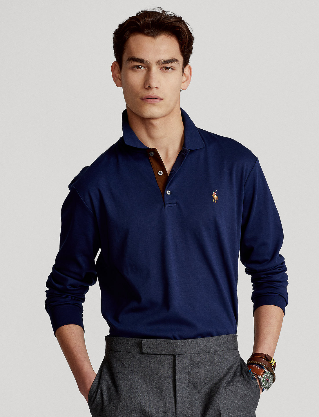 Polo long sleeve slim fit best sale