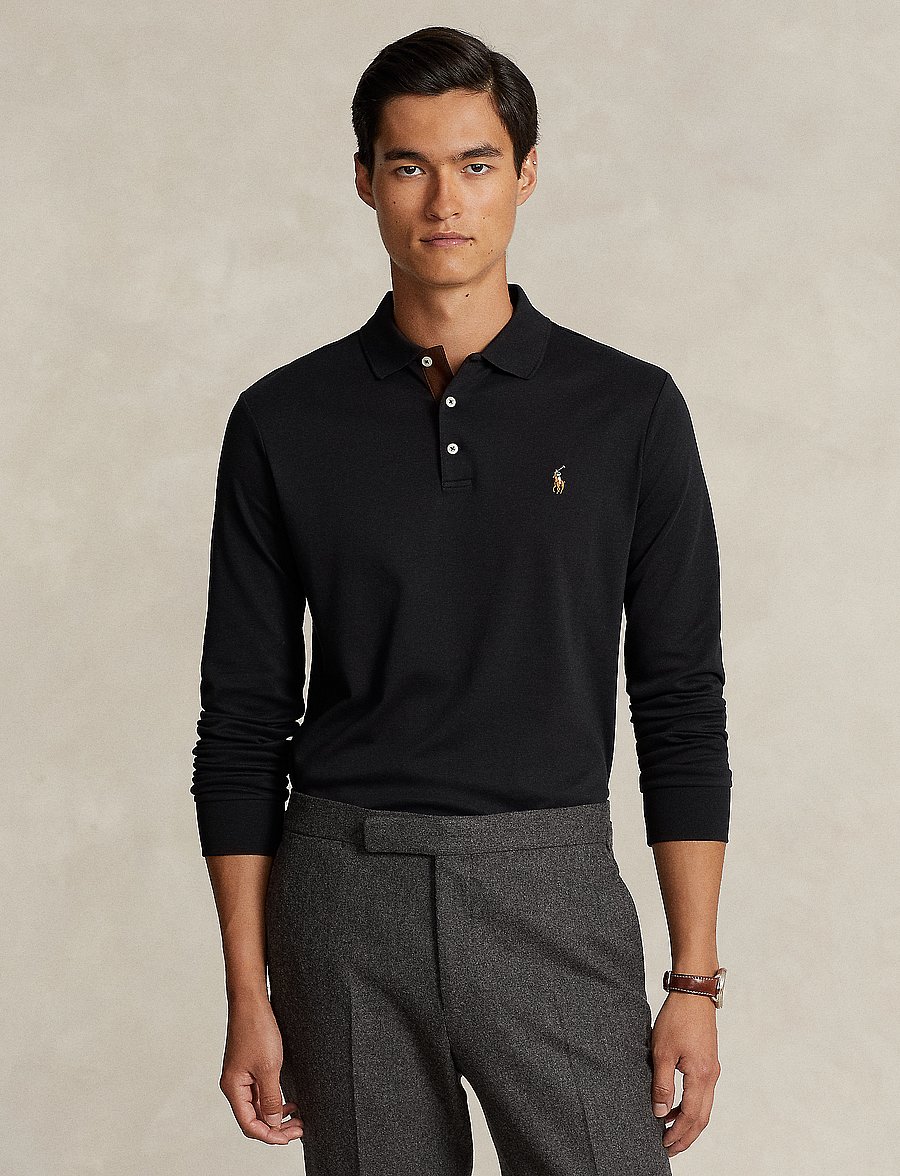 Polo Ralph Lauren - PIMA POLO-LSL-KNT - långärmade pikéer - polo black - 0