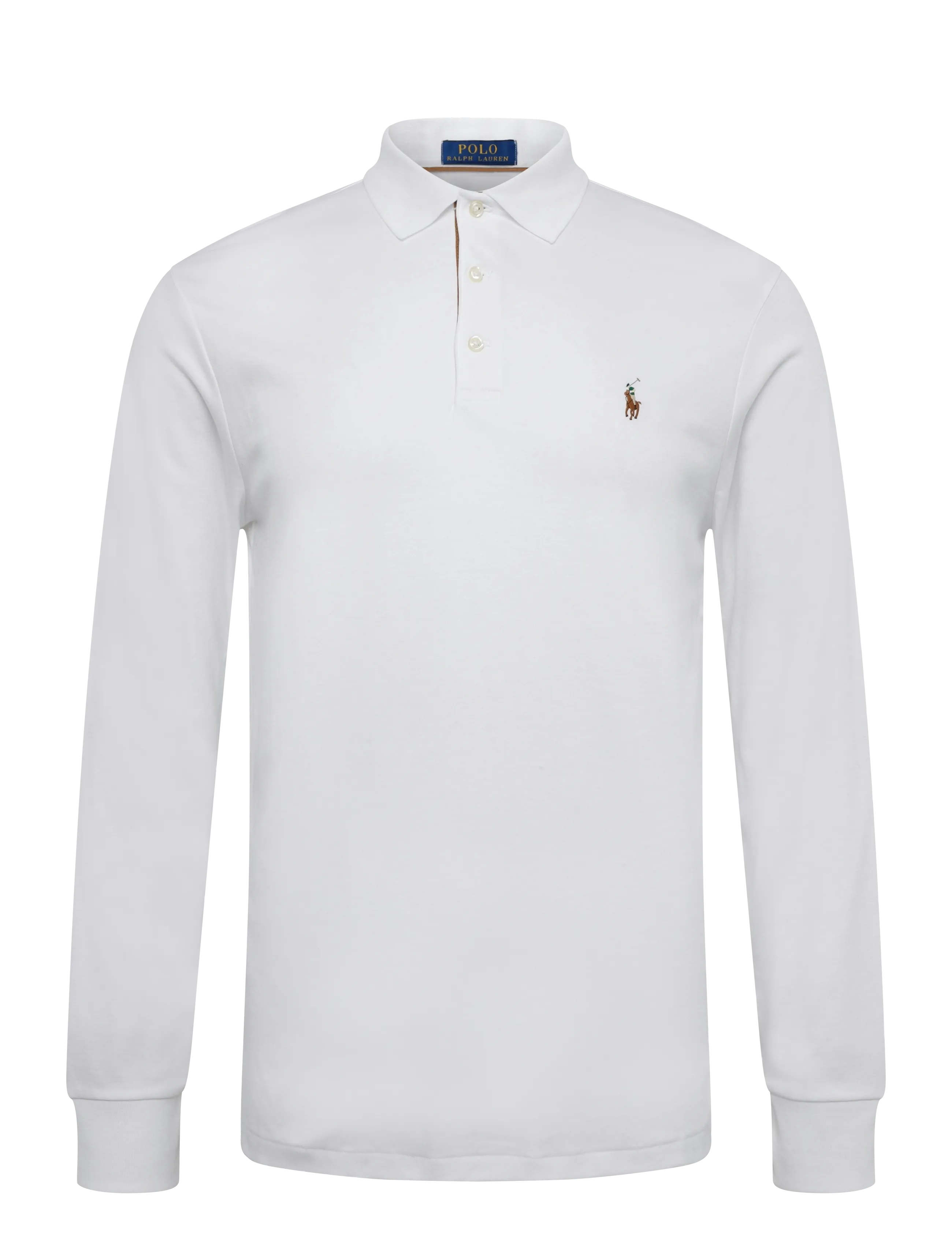 Polo Ralph Lauren Pima Polo-Lsl-Knt, XL, Polos, Weiß - Long-sleeved, Männerswear