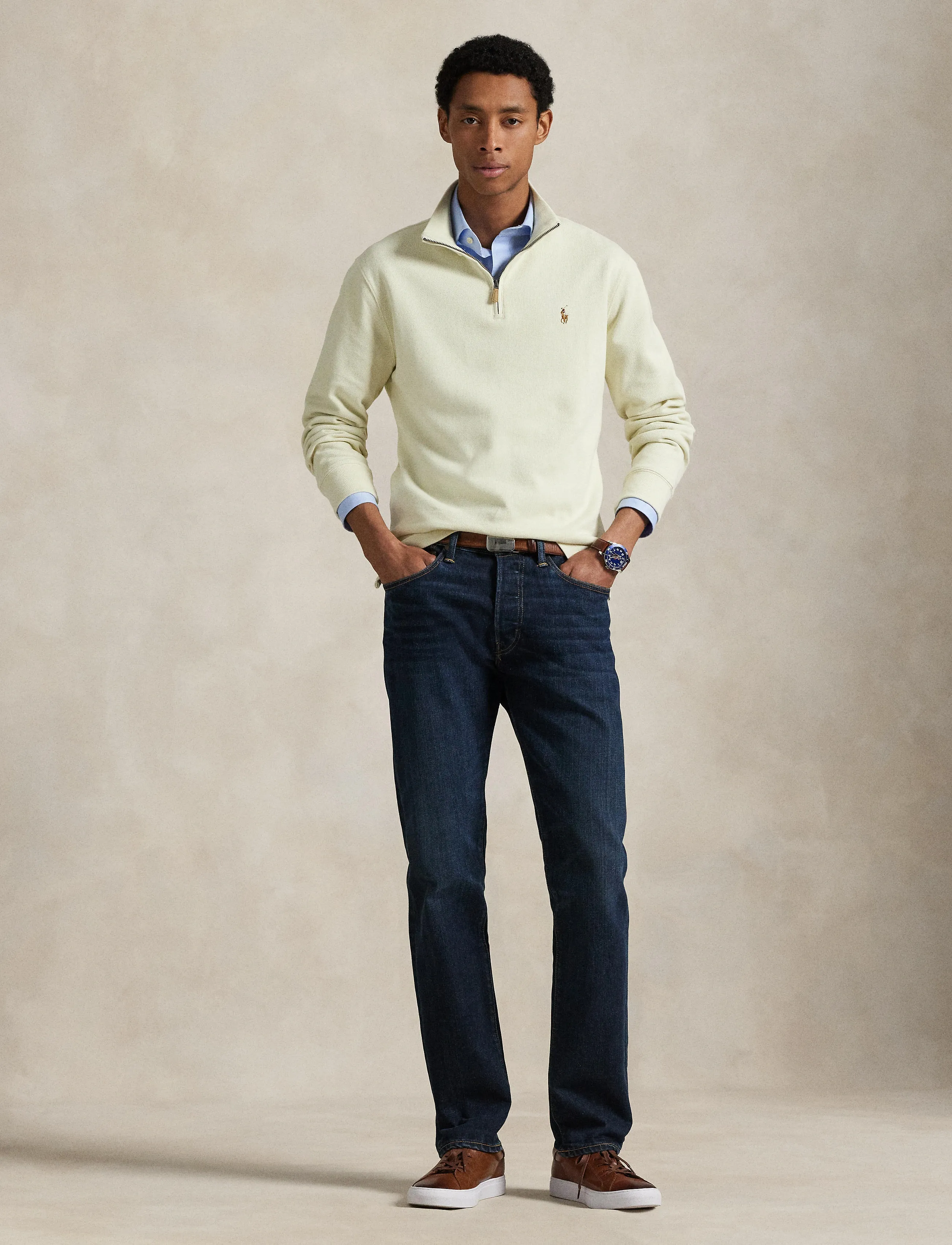 Polo Ralph Lauren Estate-Rib Quarter-Zip Pullover - Sweatshirts - PARCHMENT CREAM / cream