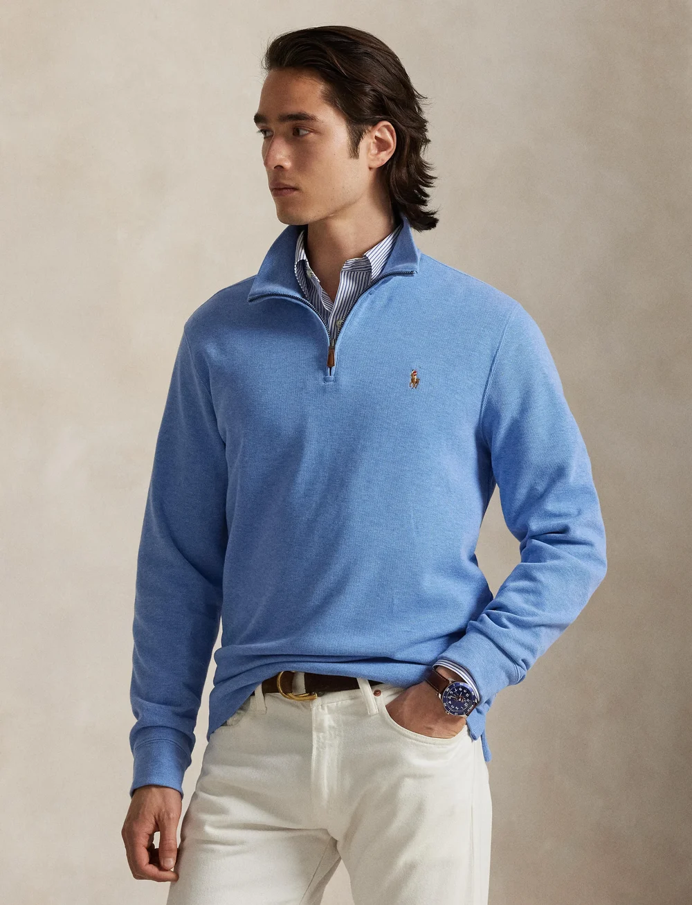 Polo Ralph Lauren - Estate-Rib Quarter-Zip Pullover - half zip-trøjer - soft royal heathe - 3