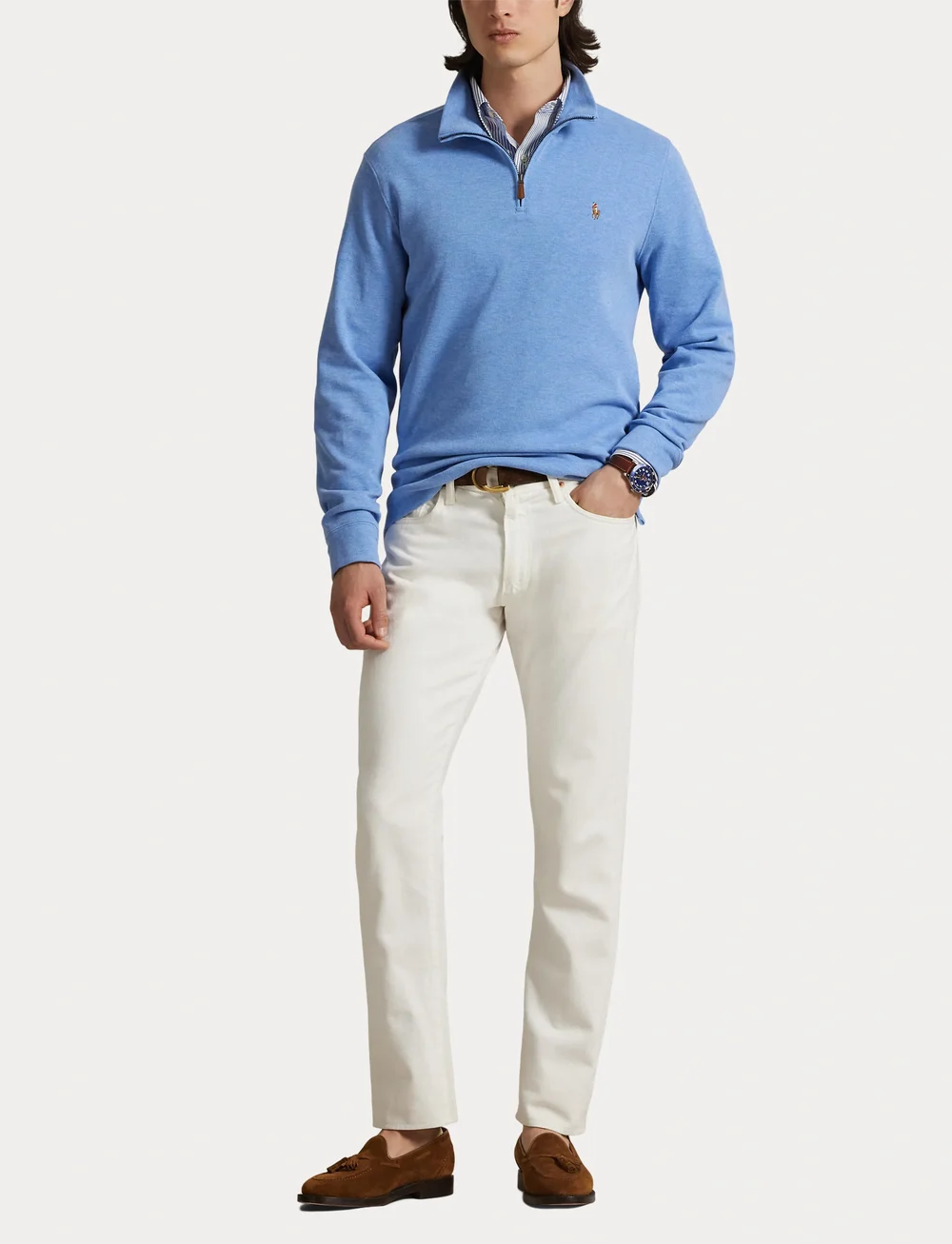 Polo Ralph Lauren - Estate-Rib Quarter-Zip Pullover - half zip-trøjer - soft royal heathe - 4