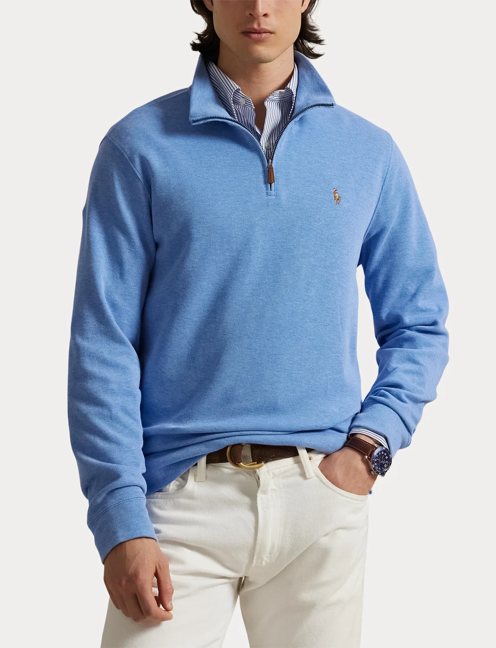 Polo Ralph Lauren - Estate-Rib Quarter-Zip Pullover - half zip-trøjer - soft royal heathe - 5