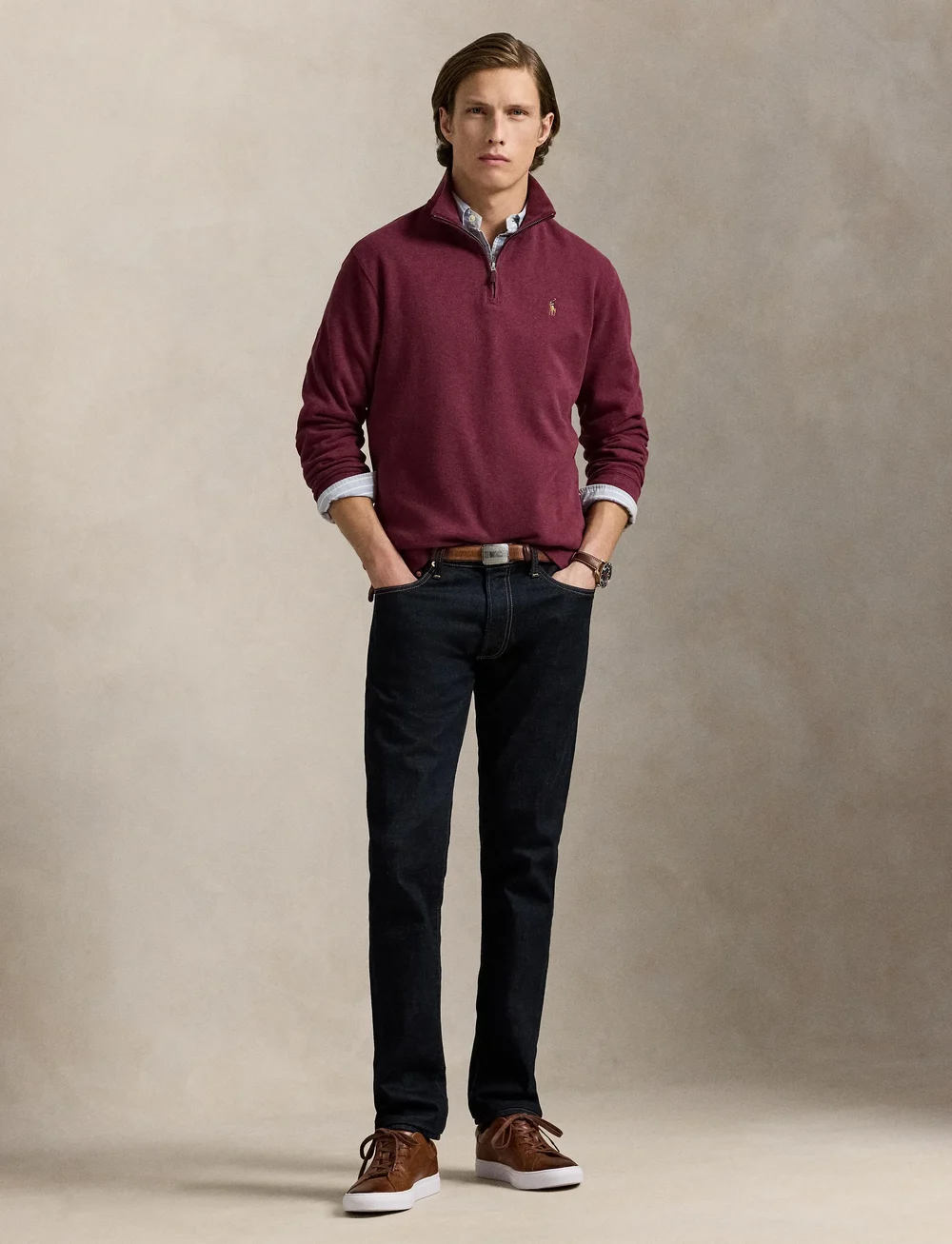 Polo Ralph Lauren - Estate-Rib Quarter-Zip Pullover - tõmblukk-kaelusega dressipluusid - spring wine heath - 0