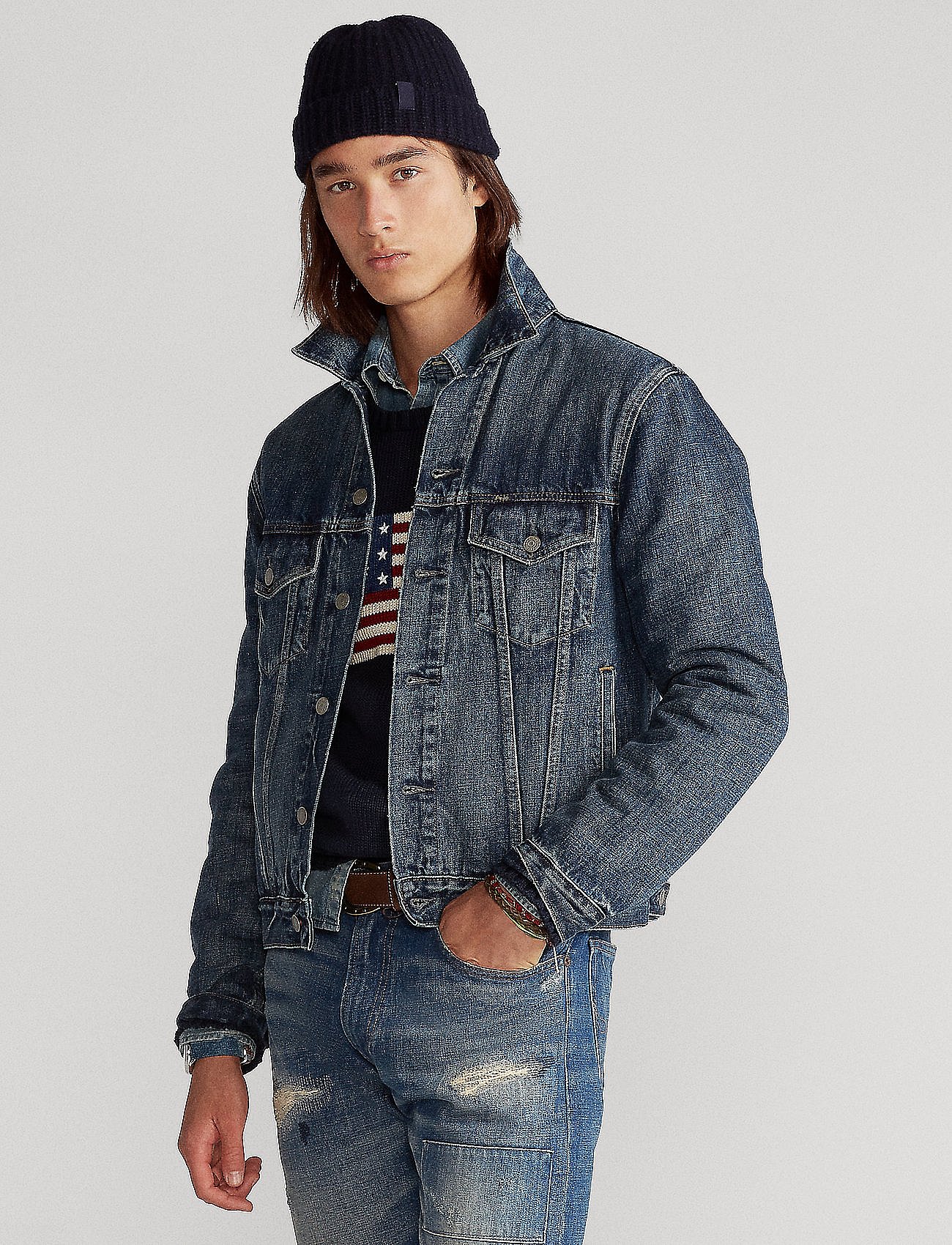 Faded Denim Trucker Jacket - TRENTON
