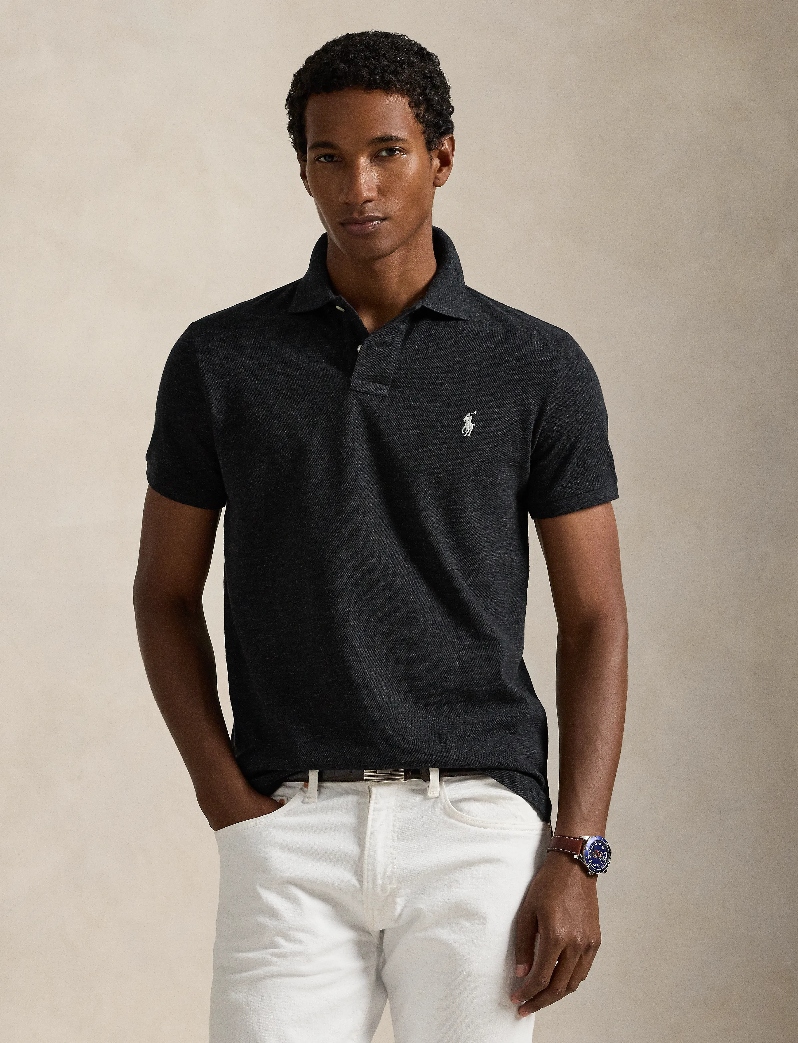 Polo Ralph Lauren - The Iconic Custom Slim Fit Mesh Polo - kurzärmelig - black marl heathe - 1
