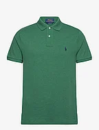 Custom Slim Fit Mesh Polo Shirt - GREEN HEATHER/C79