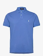 Custom Slim Fit Mesh Polo Shirt - NEW ENGLAND BLUE/
