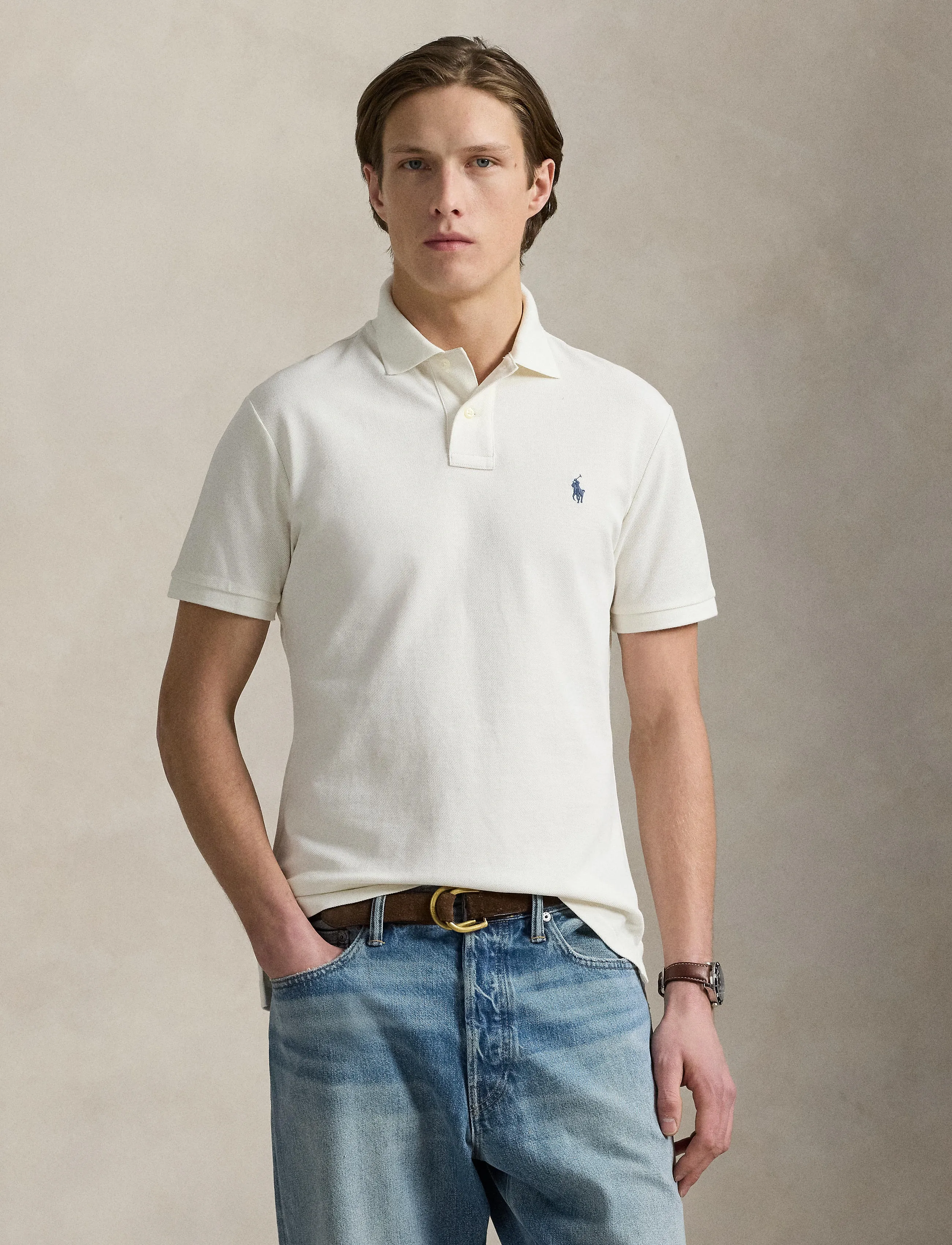 Polo Ralph Lauren - BASIC MESH-SSL-KNT - korte mouwen - pale cream/c7952 - 3