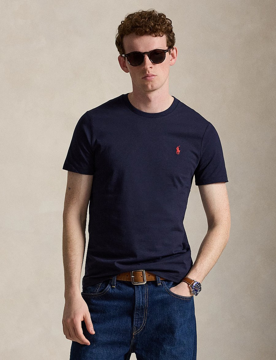 Polo Ralph Lauren - Custom Slim Fit Jersey Crewneck T-Shirt - kurzärmelige t-shirts - ink - 0