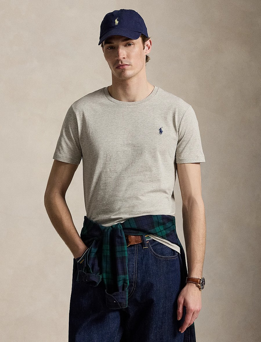 Polo Ralph Lauren - Custom Slim Fit Jersey Crewneck T-Shirt - kurzärmelige t-shirts - new grey heather - 0