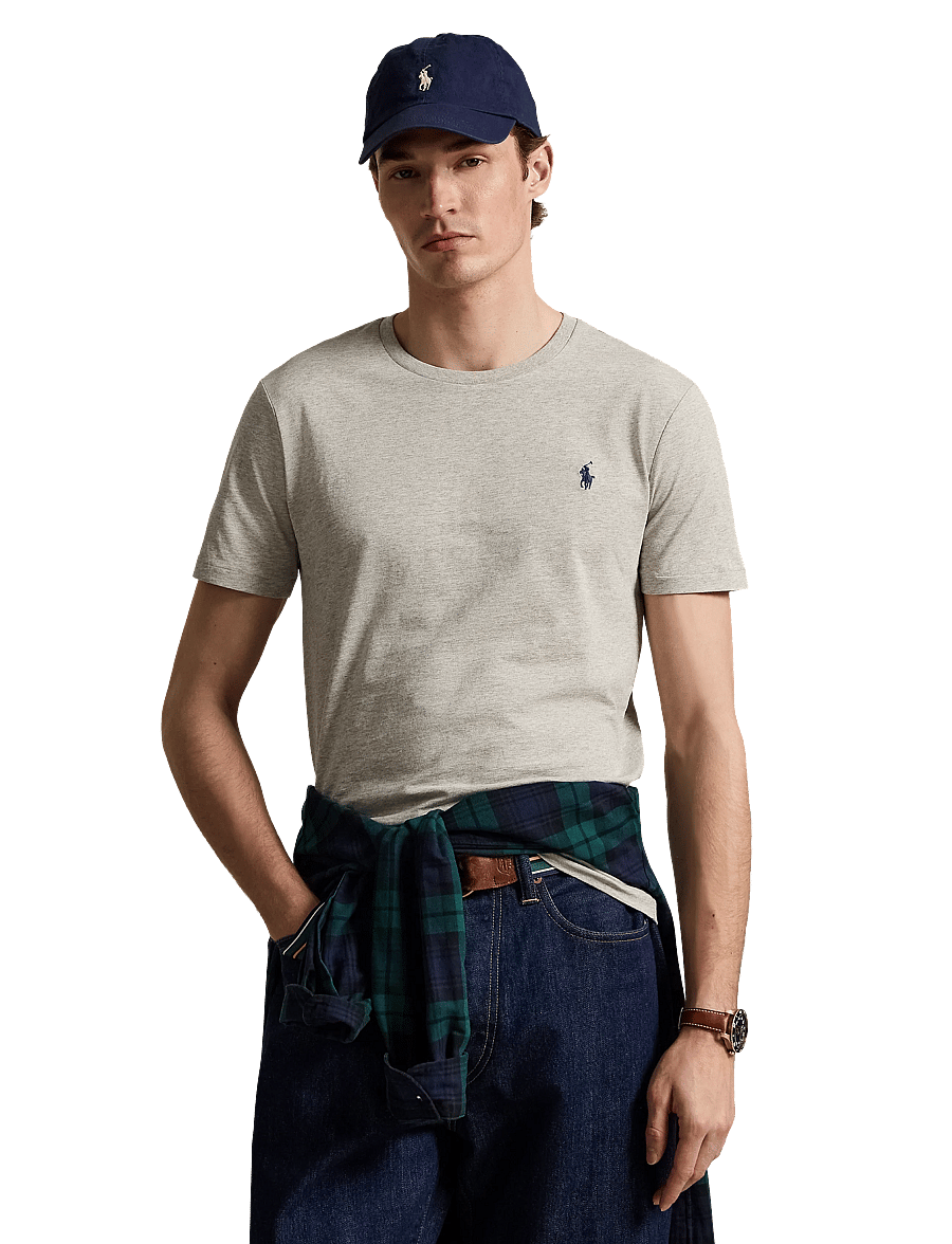 Polo Ralph Lauren - Custom Slim Fit Jersey Crewneck T-Shirt - kurzärmelige t-shirts - new grey heather - 4