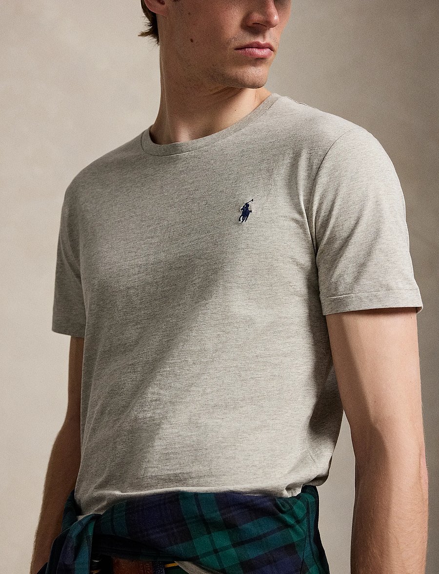 Polo Ralph Lauren - Custom Slim Fit Jersey Crewneck T-Shirt - kurzärmelige t-shirts - new grey heather - 5