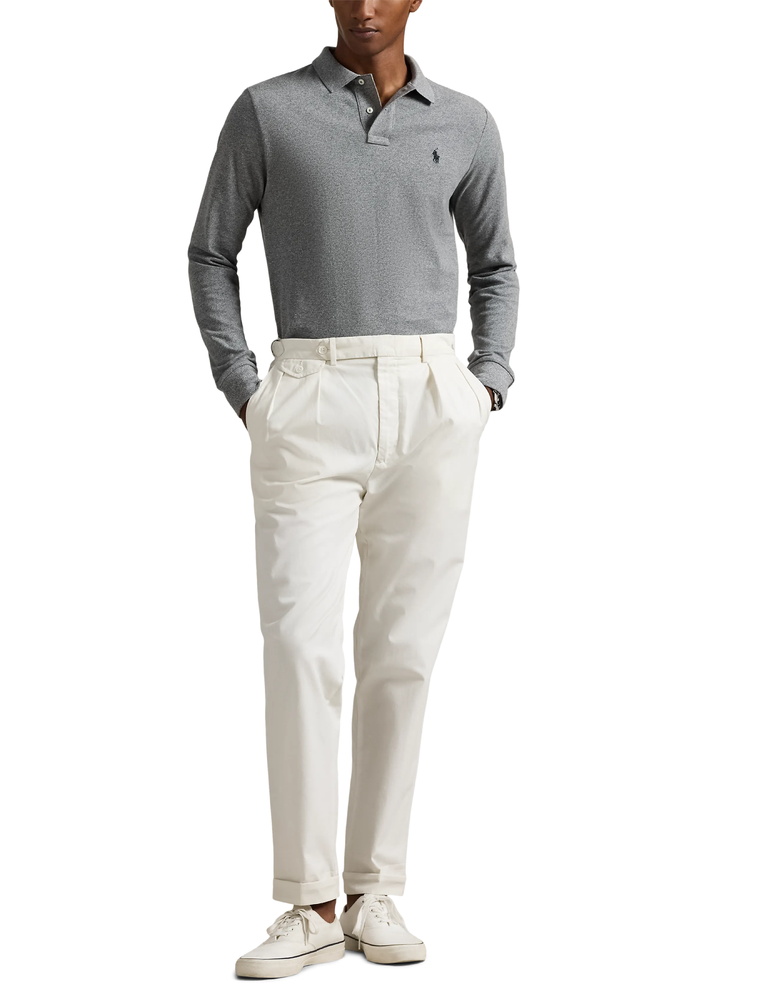 Polo Ralph Lauren Custom Slim Fit Mesh Polo Shirt - Pavasara garderobe - CANTERBURY HEATHE / grey