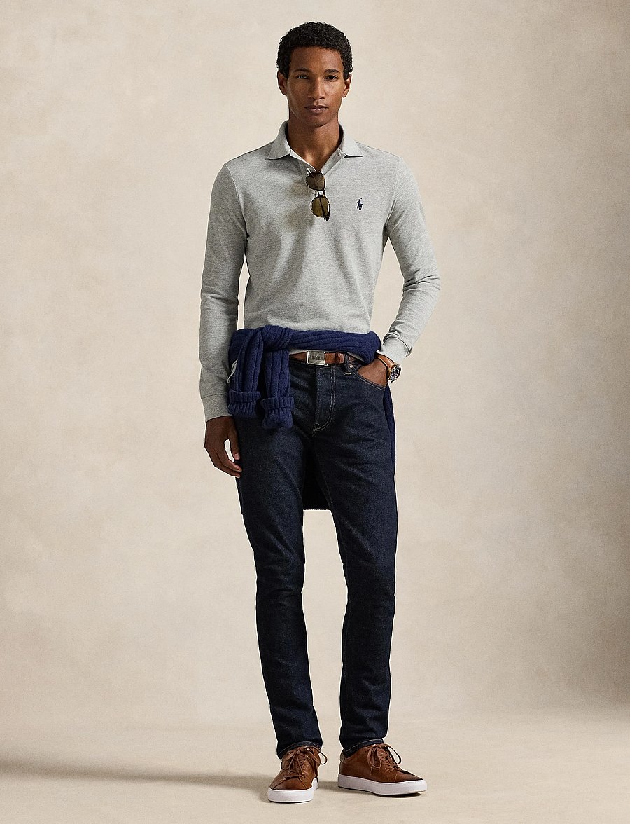 Polo Ralph Lauren - Custom Slim Fit Mesh Polo Shirt - långärmade pikéer - andover heather/c - 5