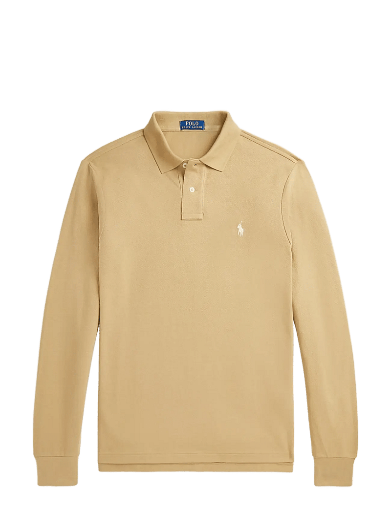 Polo Ralph Lauren - Custom Slim Fit Mesh Polo Shirt - pikkade varrukatega polod - cafe tan/c8176 - 1