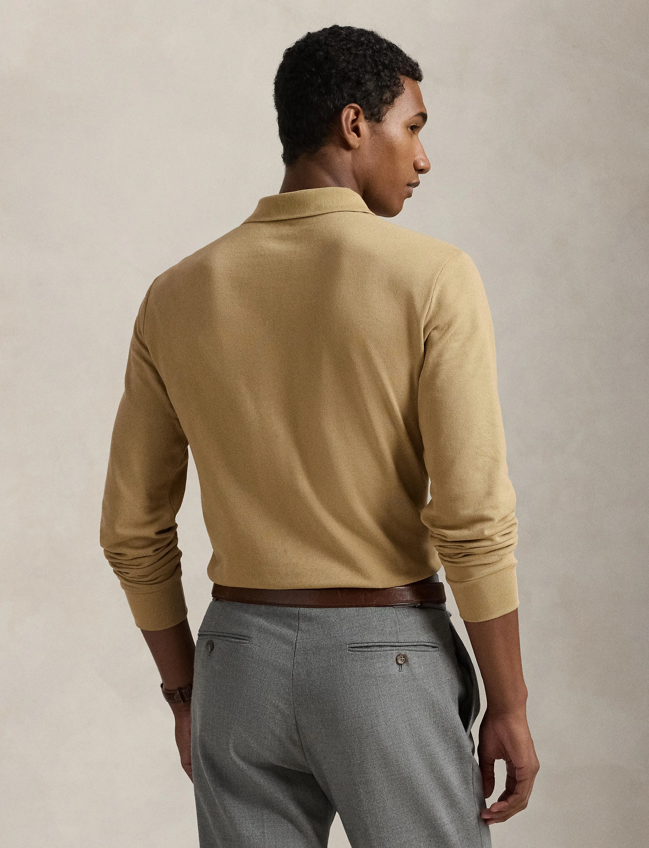 Polo Ralph Lauren - Custom Slim Fit Mesh Polo Shirt - pikkade varrukatega polod - cafe tan/c8176 - 2