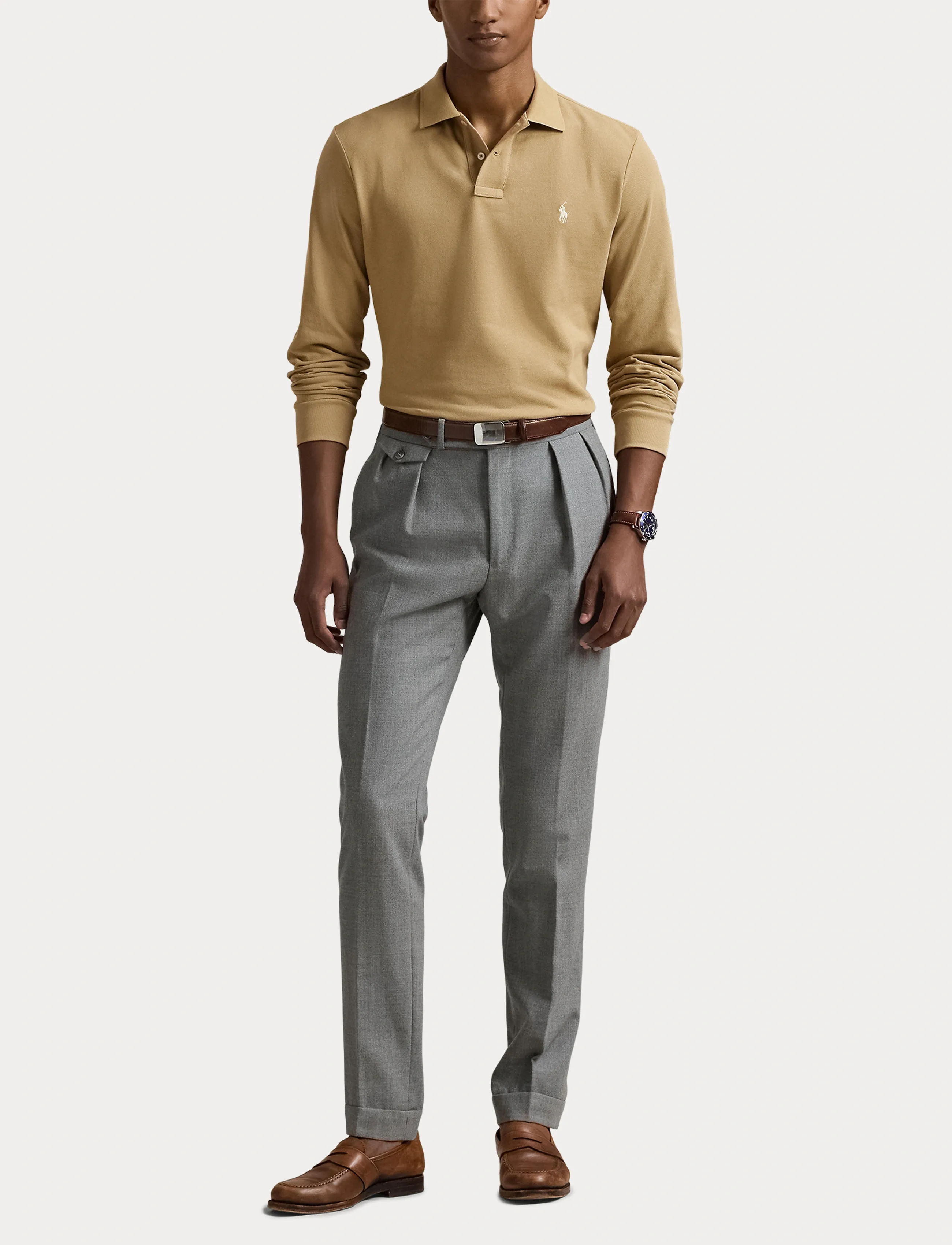 Polo Ralph Lauren - Custom Slim Fit Mesh Polo Shirt - pikkade varrukatega polod - cafe tan/c8176 - 4