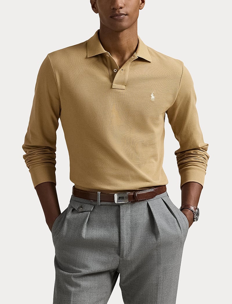 Polo Ralph Lauren - Custom Slim Fit Mesh Polo Shirt - pikkade varrukatega polod - cafe tan/c8176 - 5