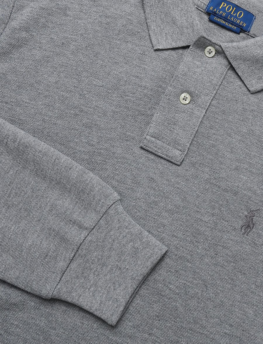 Polo Ralph Lauren - Custom Slim Fit Mesh Polo Shirt - long-sleeved polos - classic grey heat - 2