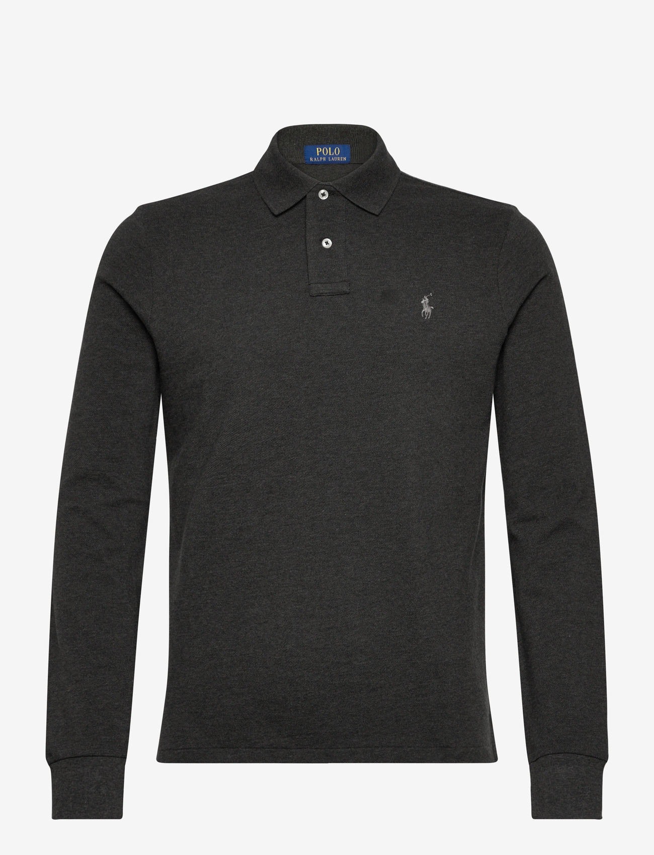 Polo Ralph Lauren - Custom Slim Fit Mesh Polo Shirt - langærmede poloer - dark charcoal hea - 0
