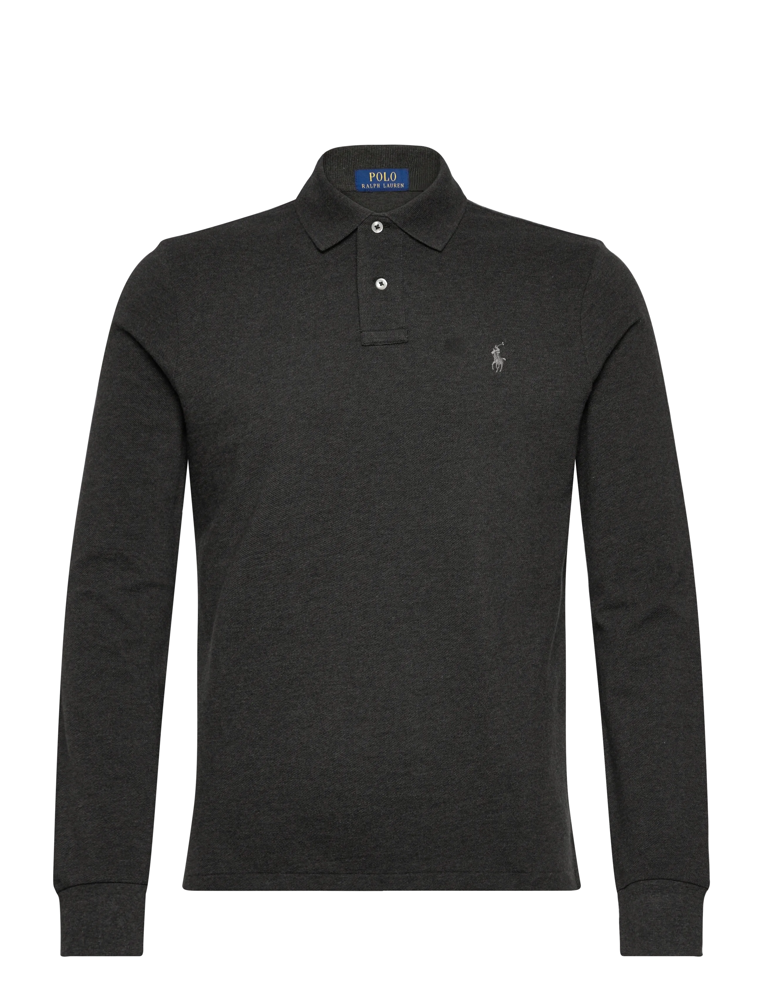 Polo Ralph Lauren - Custom Slim Fit Mesh Polo Shirt - langærmede poloer - dark charcoal hea - 1