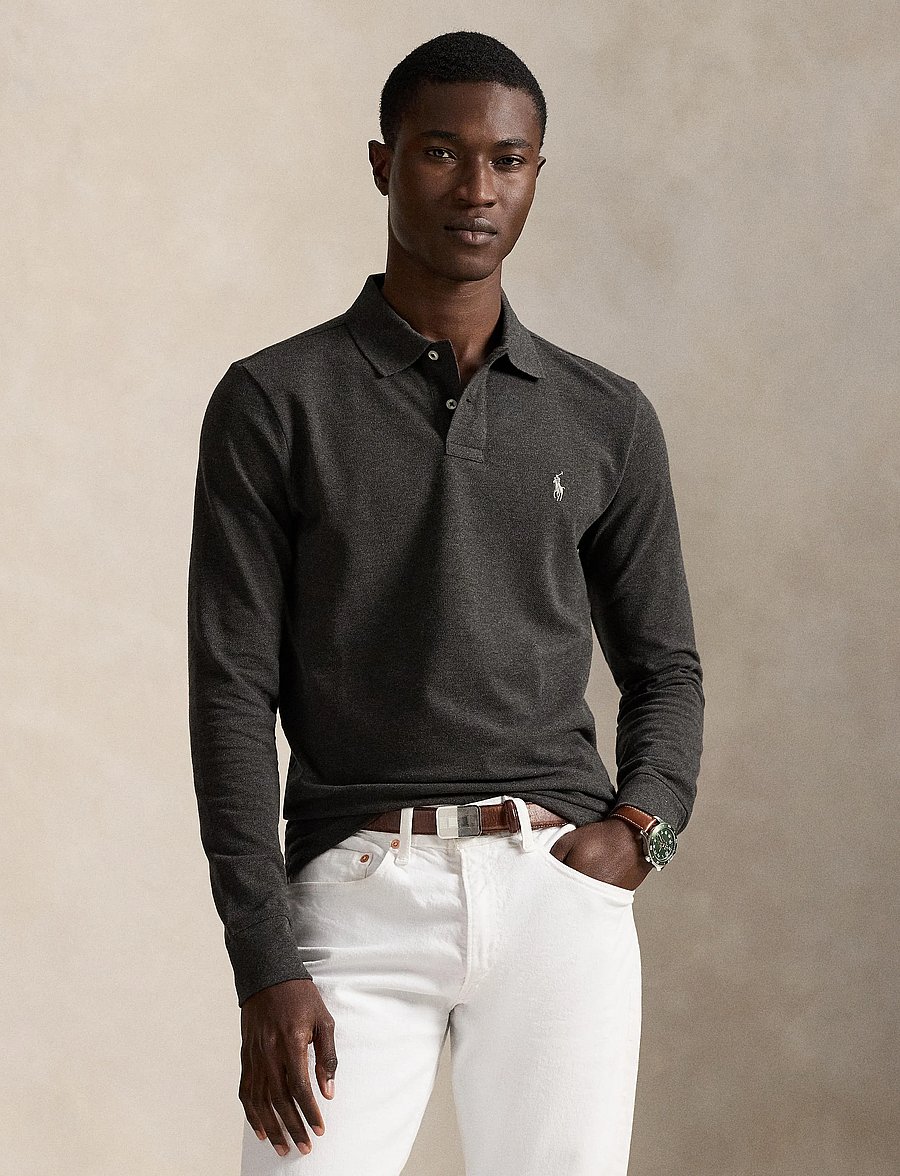 Polo Ralph Lauren - BASIC MESH-LSL-KNT - polo marškinėliai ilgomis rankovėmis - dark charcoal hea - 0