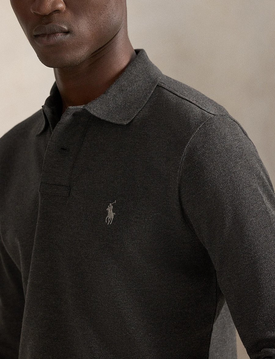Polo Ralph Lauren - BASIC MESH-LSL-KNT - polo marškinėliai ilgomis rankovėmis - dark charcoal hea - 4