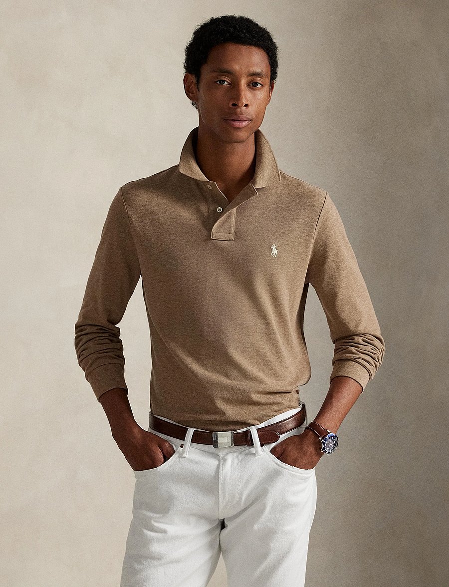 Polo Ralph Lauren - BASIC MESH-LSL-KNT - langærmede poloer - grey cloud heathe - 3
