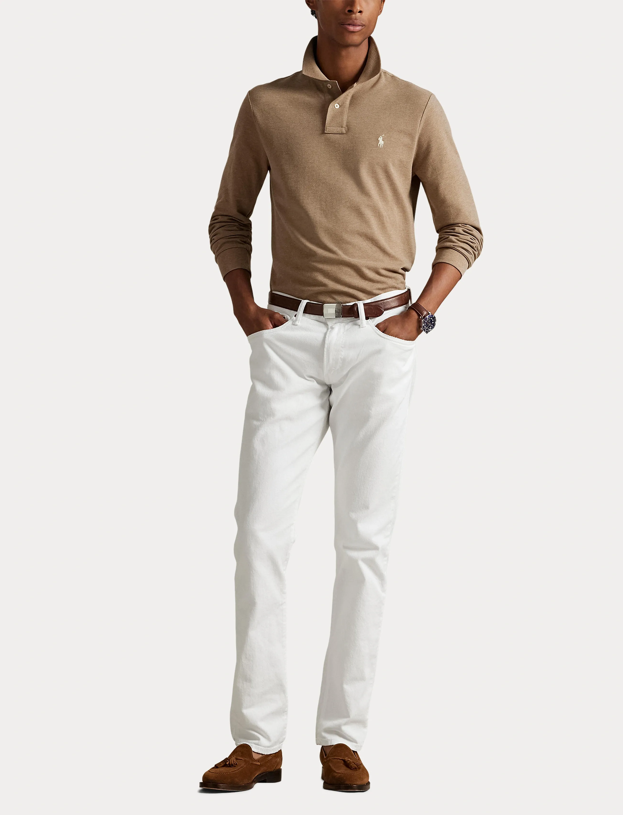 Polo Ralph Lauren - BASIC MESH-LSL-KNT - langærmede poloer - grey cloud heathe - 4