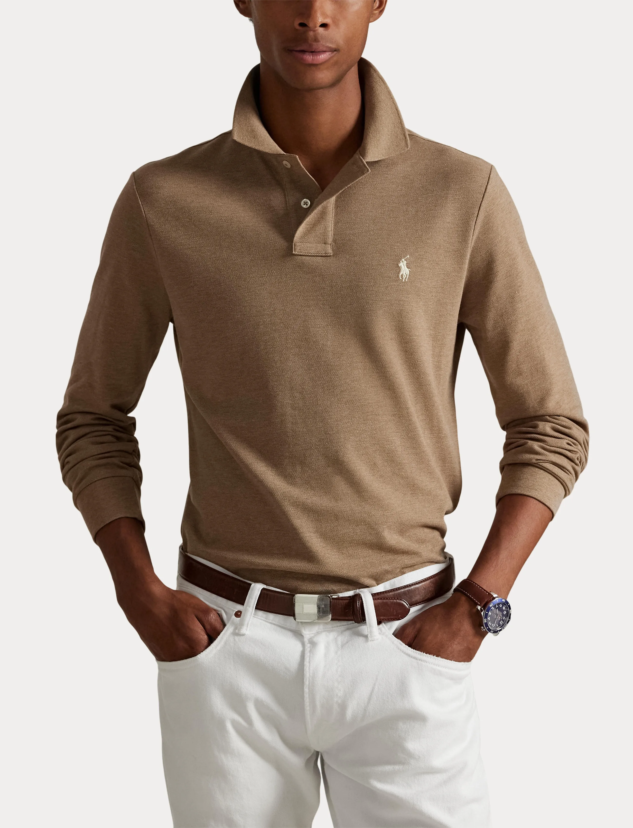Polo Ralph Lauren - BASIC MESH-LSL-KNT - langærmede poloer - grey cloud heathe - 5
