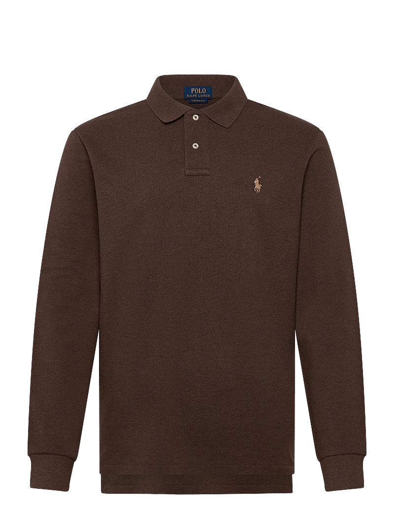 Polo Ralph Lauren - Custom Slim Fit Mesh Polo Shirt - långärmade pikéer - nutmeg brown heat - 0