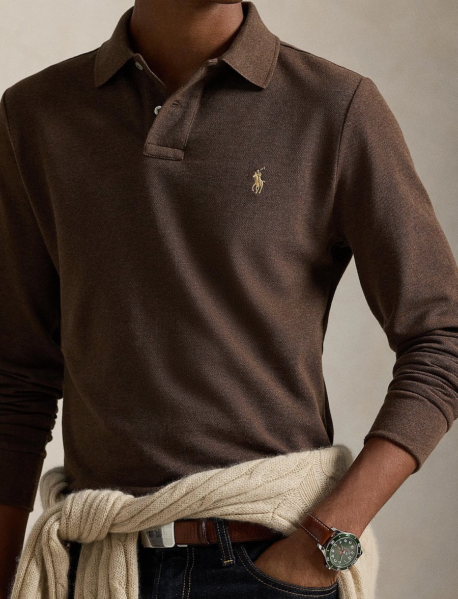 Polo Ralph Lauren - BASIC MESH-LSL-KNT - langærmede poloer - nutmeg brown heat - 4