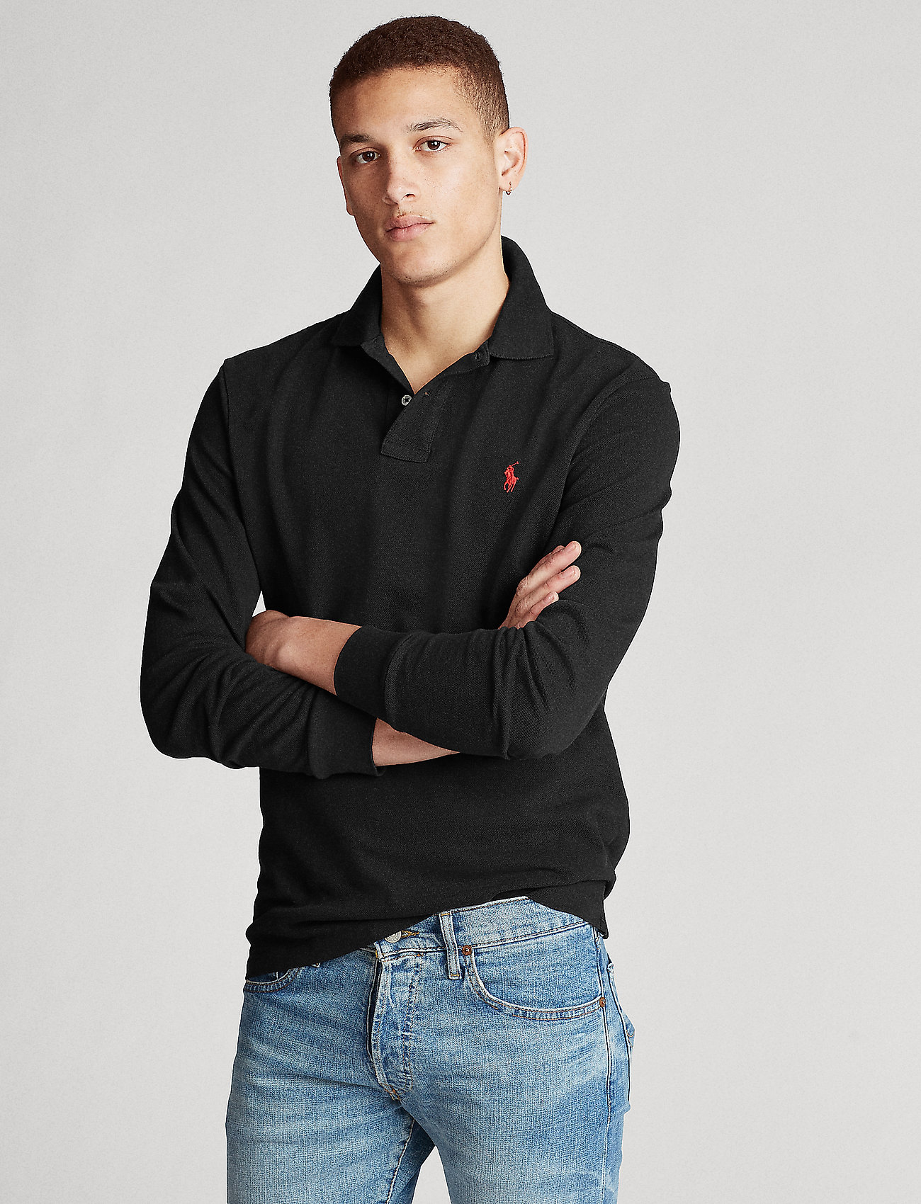 Polo Ralph Lauren - Custom Slim Fit Mesh Polo Shirt - long-sleeved polos - polo black/c3870 - 0