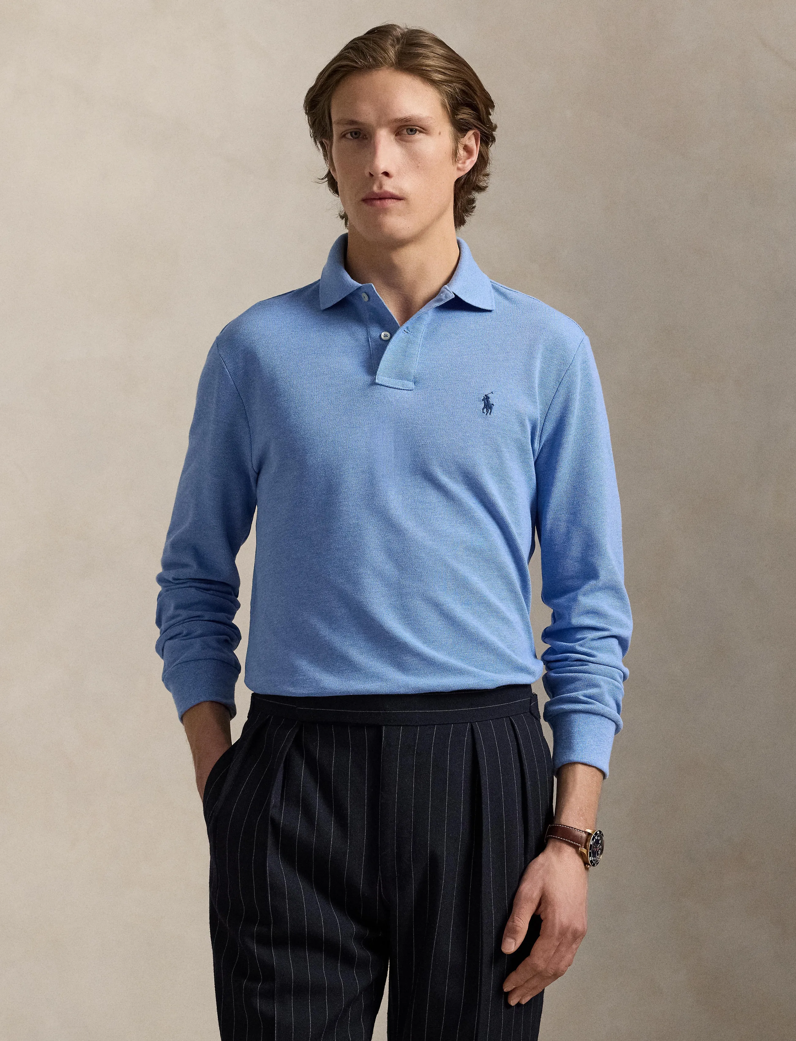 Polo Ralph Lauren - BASIC MESH-LSL-KNT - langærmede poloer - soft royal heathe - 3
