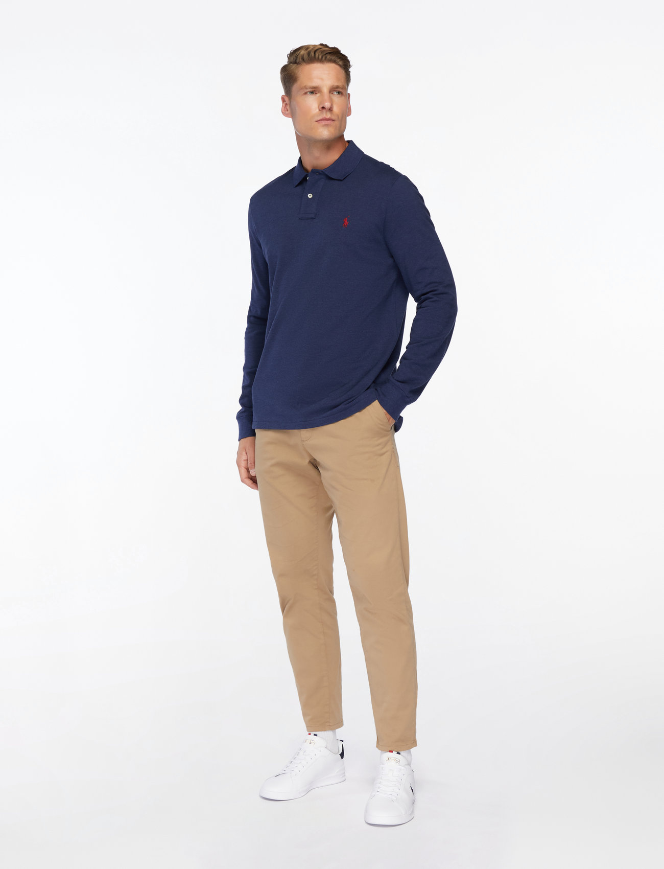 Polo Ralph Lauren - Custom Slim Fit Mesh Polo Shirt - langærmede poloer - spring navy heath - 4