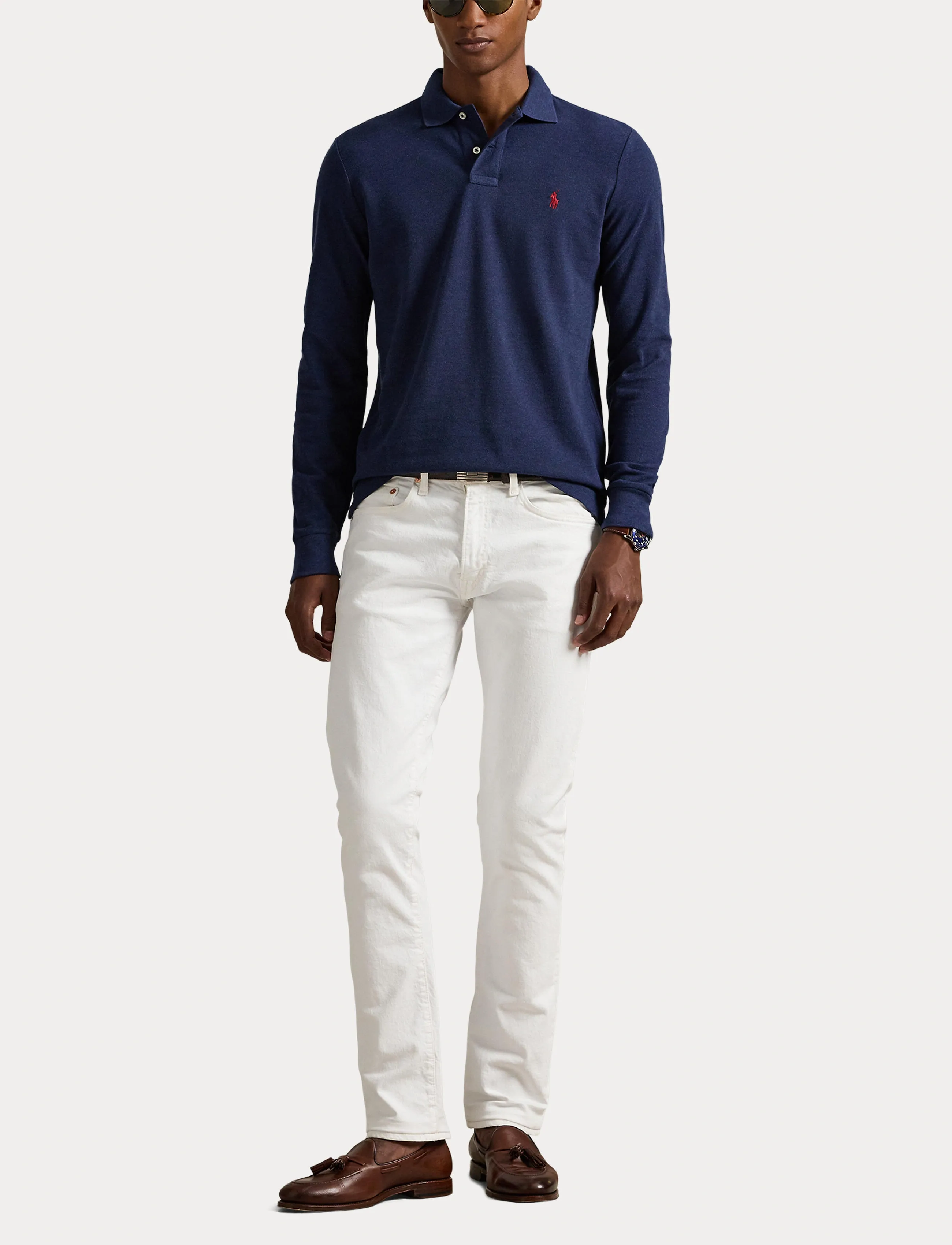 Polo Ralph Lauren - Custom Slim Fit Mesh Polo Shirt - langærmede poloer - spring navy heath - 5
