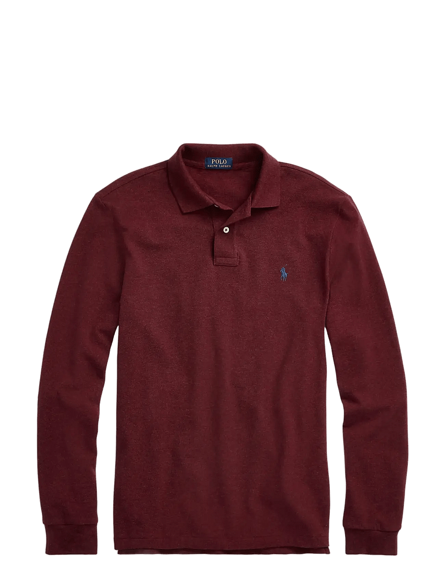Polo Ralph Lauren - Custom Slim Fit Mesh Polo Shirt - langärmelig - spring wine heath - 0