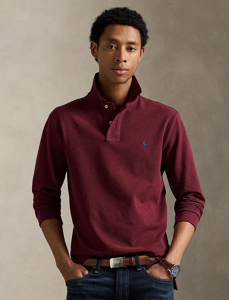 Polo Ralph Lauren - Custom Slim Fit Mesh Polo Shirt - langærmede poloer - spring wine heath - 3
