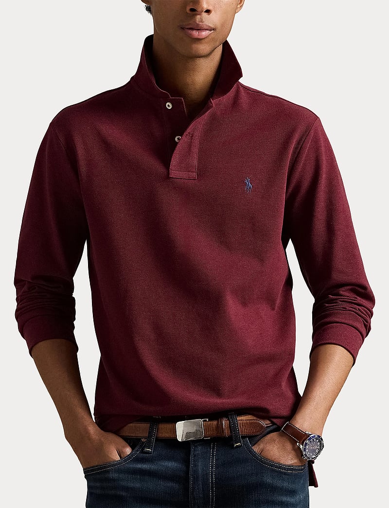 Polo Ralph Lauren - Custom Slim Fit Mesh Polo Shirt - langærmede poloer - spring wine heath - 5