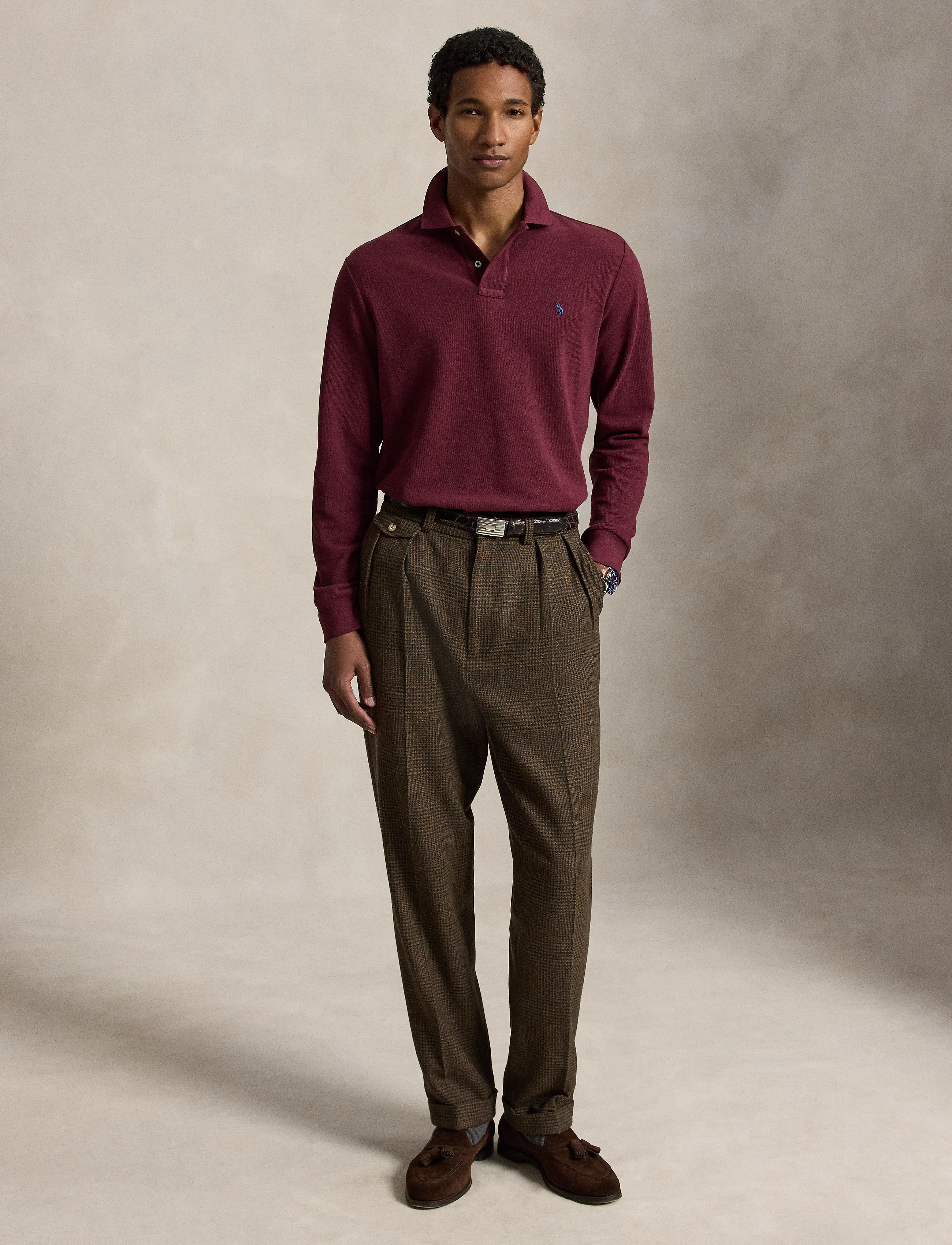 Polo Ralph Lauren - Custom Slim Fit Mesh Polo Shirt - langärmelig - spring wine heath - 3