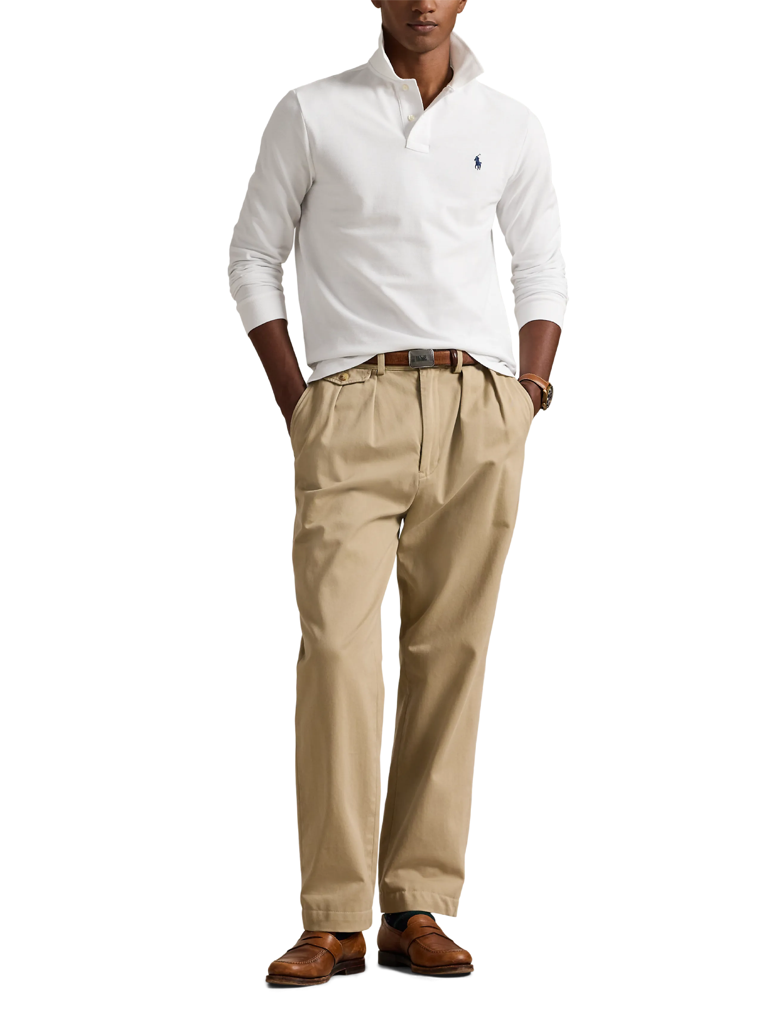Polo Ralph Lauren Custom Slim Fit Mesh Shirt, XS, Polos, Weiß - Long-sleeved, Männerswear