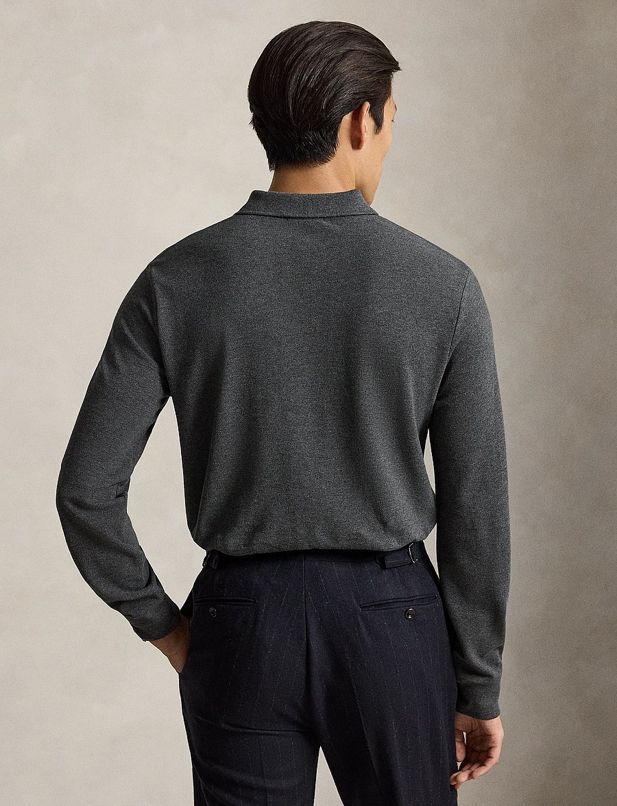 Polo Ralph Lauren - Custom Slim Fit Mesh Polo Shirt - långärmade pikéer - windsor heather/c - 3