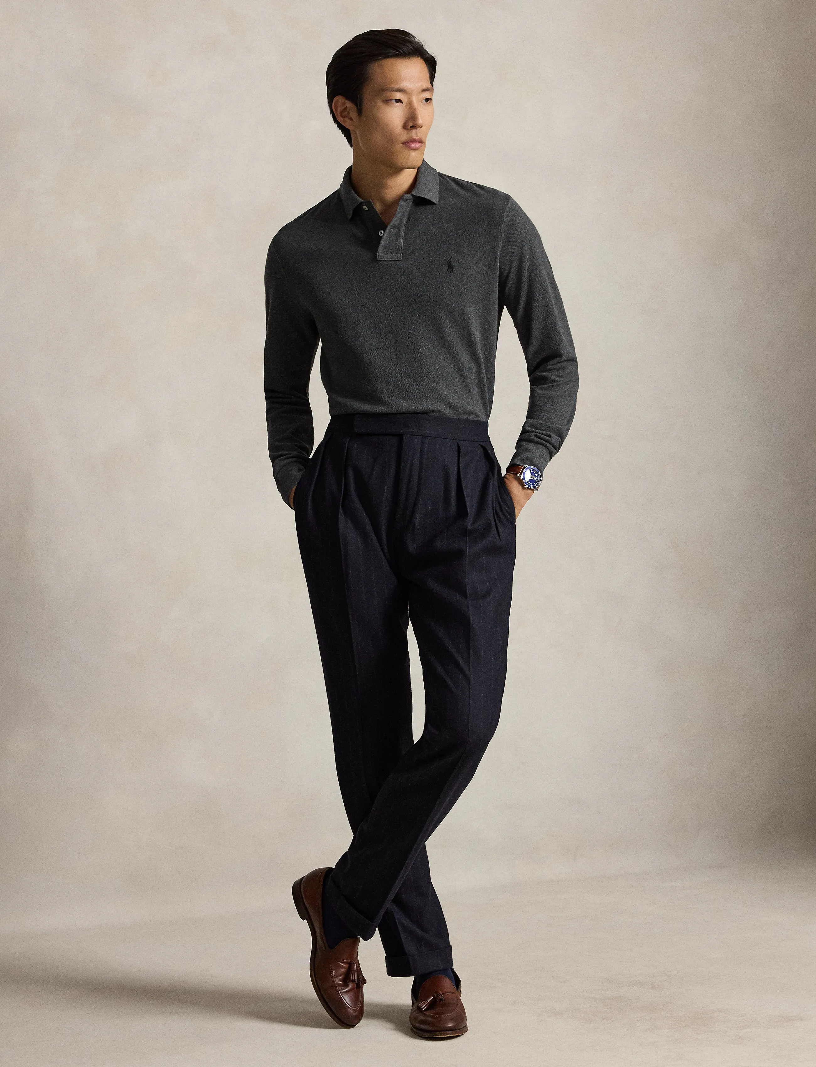 Polo Ralph Lauren - Custom Slim Fit Mesh Polo Shirt - långärmade pikéer - windsor heather/c - 4