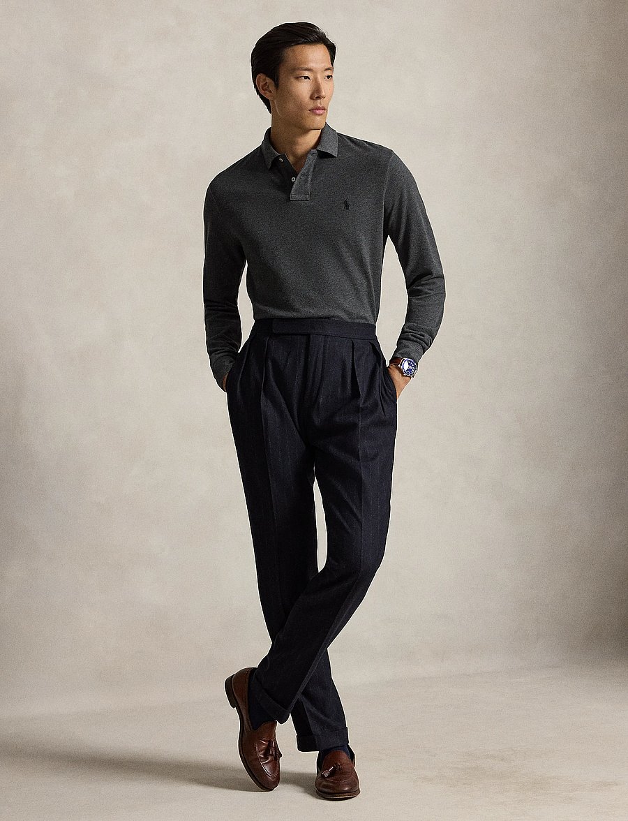 Polo Ralph Lauren - Custom Slim Fit Mesh Polo Shirt - långärmade pikéer - windsor heather/c - 4