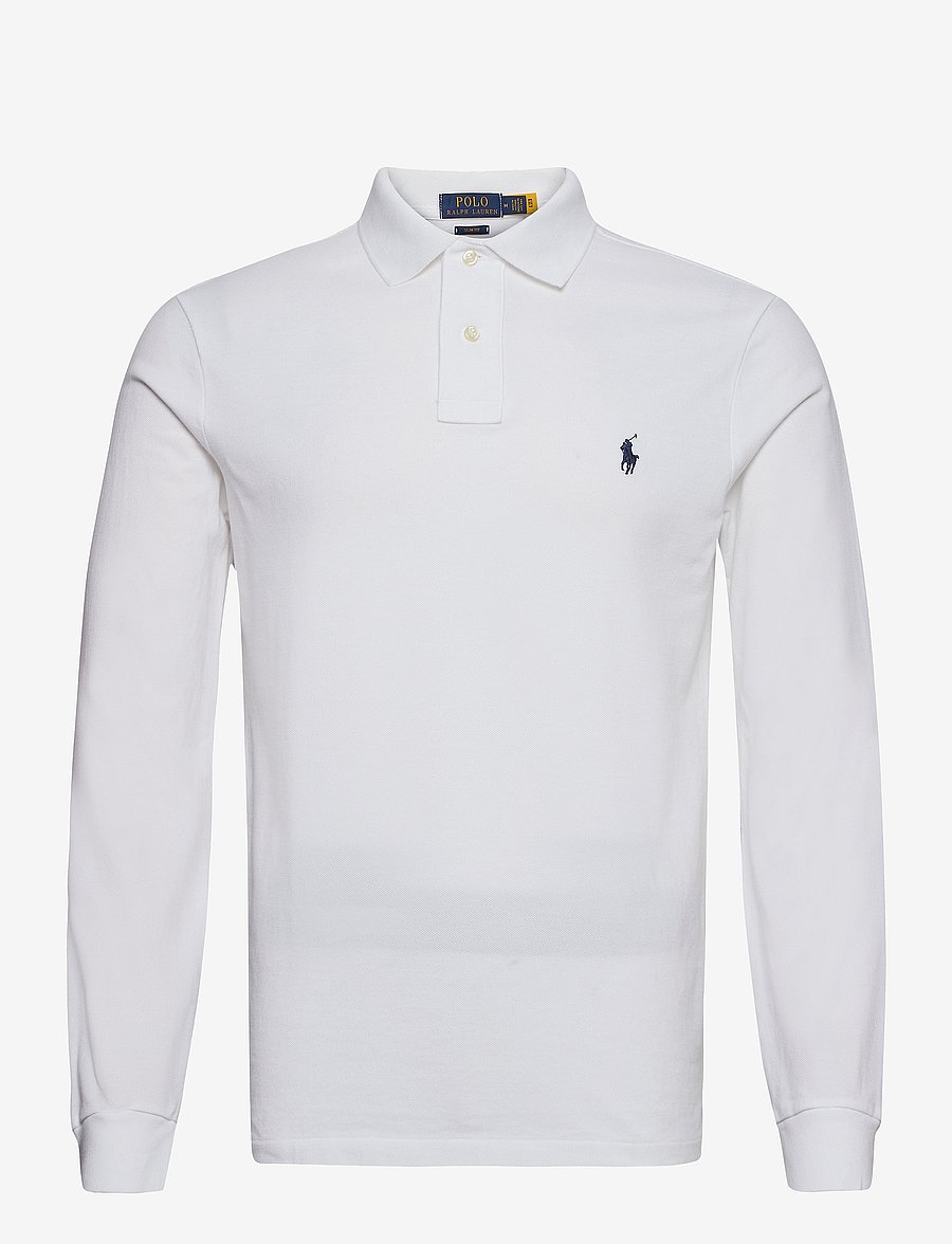 Polo Ralph Lauren - Slim Fit Mesh Long-Sleeve Polo - langærmede poloer - white - 0
