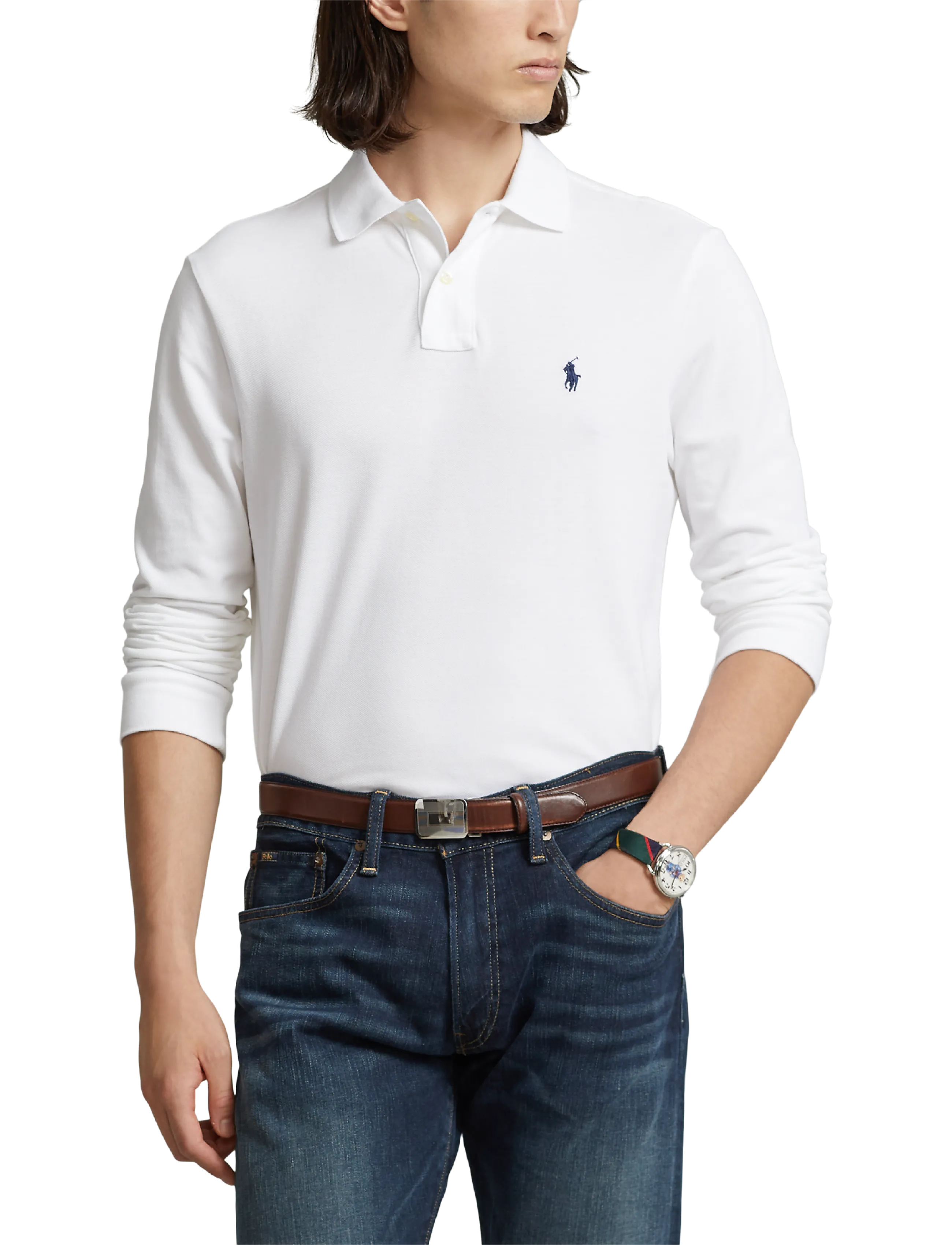 Polo Ralph Lauren - Slim Fit Mesh Long-Sleeve Polo - langärmelig - white - 5